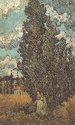Vincent Van Gogh Cypresses and Two Women (nn04) oil painting picture wholesale